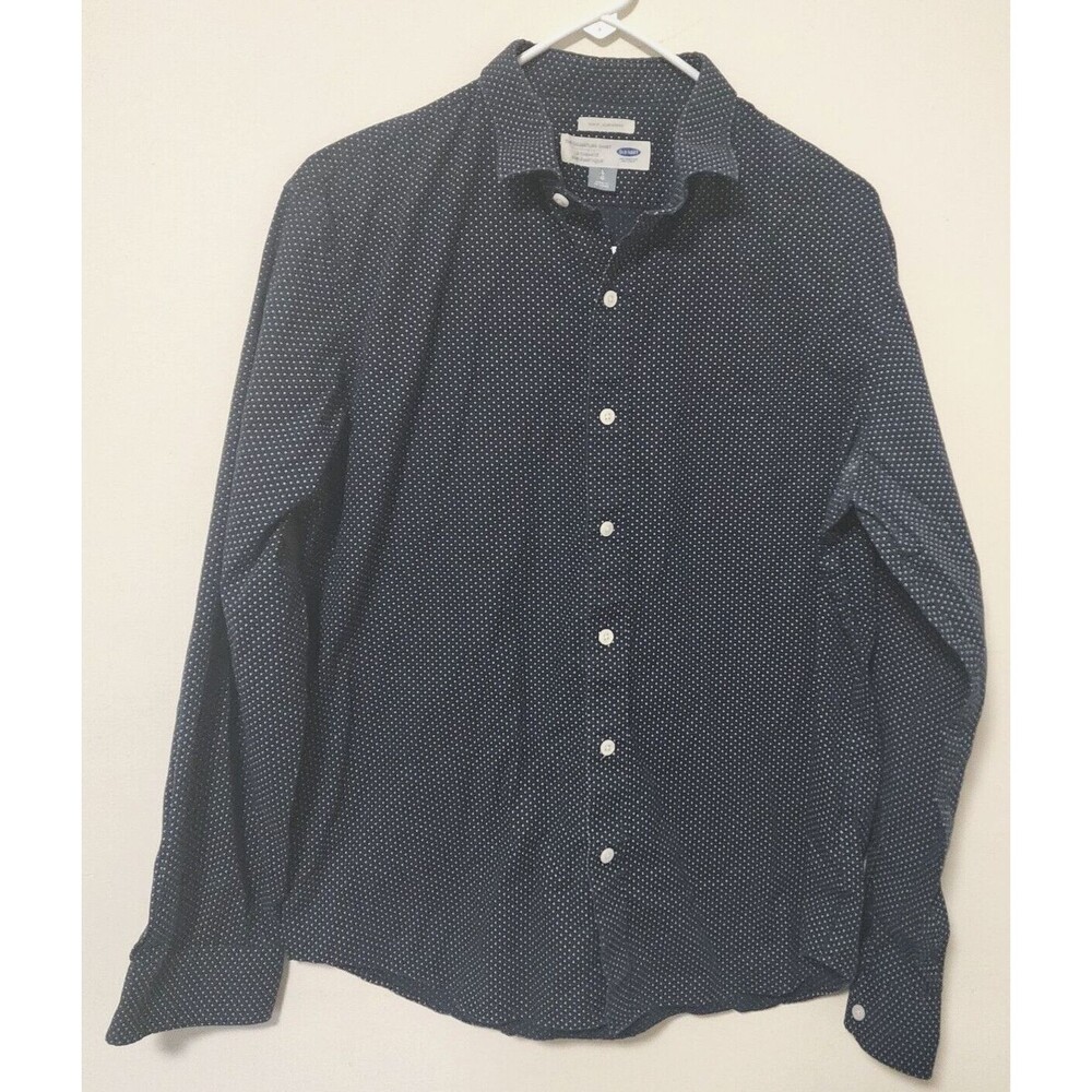Old Navy Blue Slim Fit Signature  Button Dot Pattern Size Large